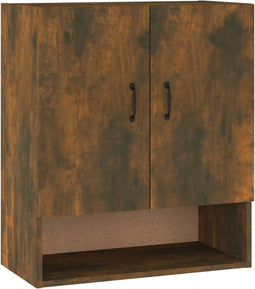 vidaXL - Wandkast - 60x31x70 - cm - bewerkt - hout - gerookt - eikenkleurig
