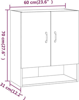 vidaXL - Wandkast - 60x31x70 - cm - bewerkt - hout - wit