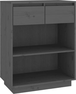 vidaXL - Wandkast - 60x34x75 - cm - massief - grenenhout - grijs