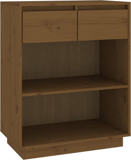 vidaXL - Wandkast - 60x34x75 - cm - massief - grenenhout - honingbruin