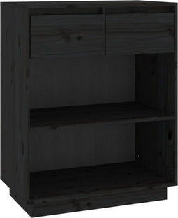 vidaXL - Wandkast - 60x34x75 - cm - massief - grenenhout - zwart