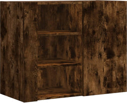 vidaXL - Wandkast - 75x35x60 - cm - bewerkt - hout - gerookt - eikenkleurig