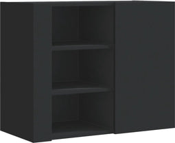 vidaXL - Wandkast - 75x35x60 - cm - bewerkt - hout - zwart