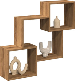 vidaXL - Wandkast - 78x18x71 - cm - bewerkt - hout - artinsanaal - eikenkleurig