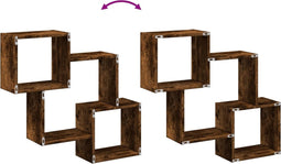 vidaXL - Wandkast - 78x18x71 - cm - bewerkt - hout - gerookt - eikenkleurig