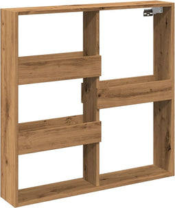 vidaXL - Wandkast - 80x15x80 - cm - bewerkt - hout - artisanaal - eikenkleur