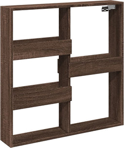 vidaXL - Wandkast - 80x15x80 - cm - bewerkt - hout - bruin - eikenkleur