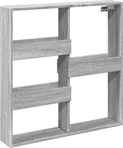 vidaXL - Wandkast - 80x15x80 - cm - bewerkt - hout - grijs - sonoma - eikenkleurig
