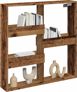 vidaXL - Wandkast - 80x15x80 - cm - bewerkt - hout - oud - houtkleurig