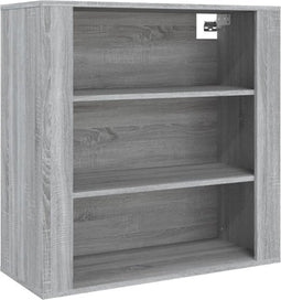 vidaXL - Wandkast - 80x33x80 - cm - bewerkt - hout - grijs - sonoma - eikenkleurig