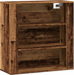 vidaXL - Wandkast - 80x33x80 - cm - bewerkt - hout - oud - houtkleurig