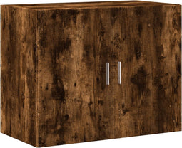 vidaXL - Wandkast - 80x42,5x64 - cm - bewerkt - hout - gerookt - eikenkleurig