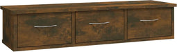 vidaXL - Wandkast - 88x26x18,5 - cm - bewerkt - hout - gerookt - eikenkleurig