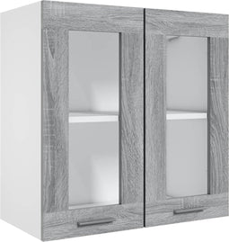 vidaXL - Wandkast - hangend - 60x31x60 - cm - bewerkt - hout - grijs - sonoma - eiken