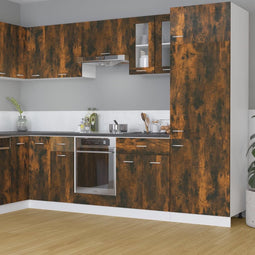 vidaXL - Wandkast - hangend - 60x31x60 - cm - glas - en - bewerkt - hout - gerookt - eiken