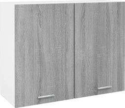 vidaXL - Wandkast - hangend - 80x31x60 - cm - bewerkt - hout - grijs - sonoma - eiken
