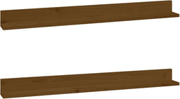 vidaXL - Wandkasten - 2 - st - 110x11x9 - cm - massief - grenenhout - honingbruin