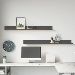 vidaXL - Wandkasten - 2 - st - 110x11x9 - cm - massief - grenenhout - grijs