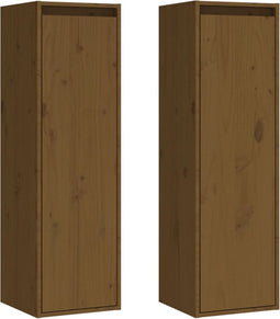 vidaXL - Wandkasten - 2 - st - 30x30x100 - cm - massief - grenenhout - honingbruin