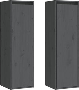 vidaXL - Wandkasten - 2 - st - 30x30x100 - cm - massief - grenenhout - grijs