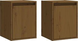 vidaXL - Wandkasten - 2 - st - 30x30x40 - cm - massief - grenenhout - honingbruin