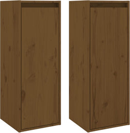 vidaXL - Wandkasten - 2 - st - 30x30x80 - cm - massief - grenenhout - honingbruin