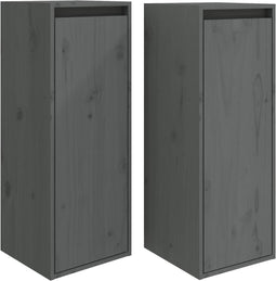 vidaXL - Wandkasten - 2 - st - 30x30x80 - cm - massief - grenenhout - grijs