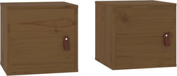 vidaXL - Wandkasten - 2 - st - 31,5x30x30 - cm - massief - grenenhout - honingbruin