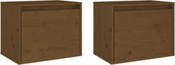 vidaXL - Wandkasten - 2 - st - 45x30x35 - cm - massief - grenenhout - honingbruin
