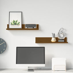 vidaXL - Wandkasten - 2 - st - 50x11x9 - cm - massief - grenenhout - honingbruin
