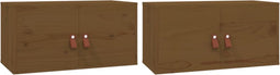 vidaXL - Wandkasten - 2 - st - 60x30x30 - cm - massief - grenenhout - honingbruin