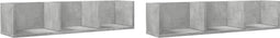 vidaXL - Wandkasten - 2 - st - 75x18x16,5 - cm - bewerkt - hout - betongrijs
