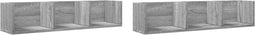vidaXL - Wandkasten - 2 - st - 75x18x16,5 - cm - bewerkt - hout - grijs - sonoma - eiken