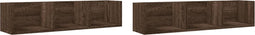 vidaXL - Wandkasten - 2 - st - 75x18x16,5 - cm - bewerkt - hout - bruin - eikenkleur