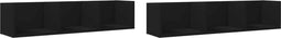 vidaXL - Wandkasten - 2 - st - 75x18x16,5 - cm - bewerkt - hout - zwart