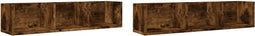 vidaXL - Wandkasten - 2 - st - 75x18x16,5 - cm - bewerkt - hout - gerookt - eikenkleurig