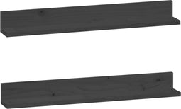vidaXL - Wandkasten - 2 - st - 80x11x9 - cm - massief - grenenhout - grijs
