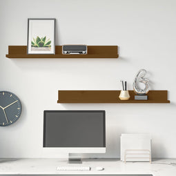 vidaXL - Wandkasten - 2 - st - 80x11x9 - cm - massief - grenenhout - honingbruin