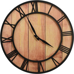 vidaXL - Wandklok - 39 - cm - MDF - en - ijzer - bruin - en - zwart