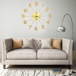 vidaXL - Wandklok - 50 - cm - metaal - goudkleurig
