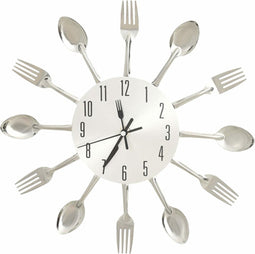 vidaXL - Wandklok - lepel-en-vork - 31 - cm - aluminium - zilverkleurig