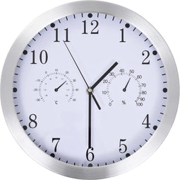 vidaXL - Wandklok - met - quartz-mechanisme - hygrometer - thermometer - 30 - cm - wit
