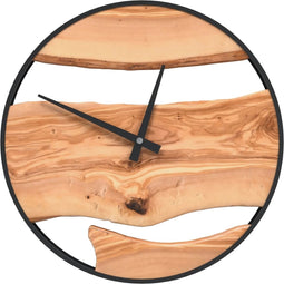 vidaXL - Wandklok - Ø35 - cm - ijzer - en - olijfhout - bruin