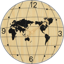 vidaXL - Wandklok - Ø50 - cm - bewerkt - hout - geel - en - zwart