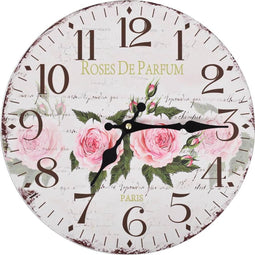 vidaXL - Wandklok - vintage - stijl - 30 - cm - bloemen