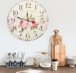 vidaXL - Wandklok - vintage - stijl - 60 - cm - bloemen