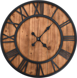 vidaXL - Wandklok - vintage-stijl - quartz-mechanisme - XXL - 60 - cm - hout - metaal