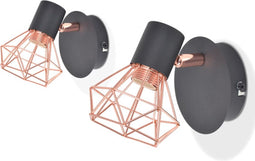 vidaXL Wandlamp E14 zwart en koper 2 st
