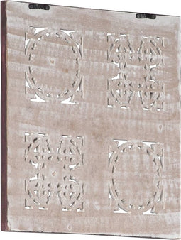 vidaXL - Wandpaneel - handgesneden - 60x60x1,5 - cm - MDF - bruin - en - wit
