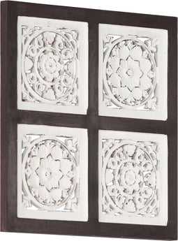 vidaXL - Wandpaneel - handgesneden - 60x60x1,5 - cm - MDF - zwart - en - wit